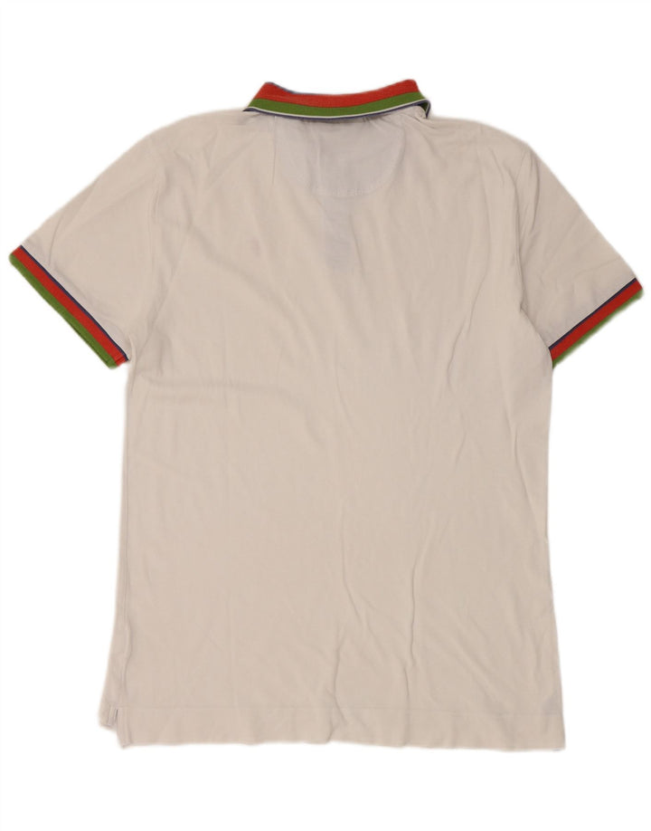 Camisa polo masculina Trussardi Jeans pequena branca colorblock