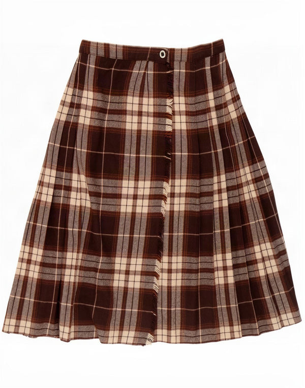 Saia feminina vintage IT 46 grande W30 xadrez marrom