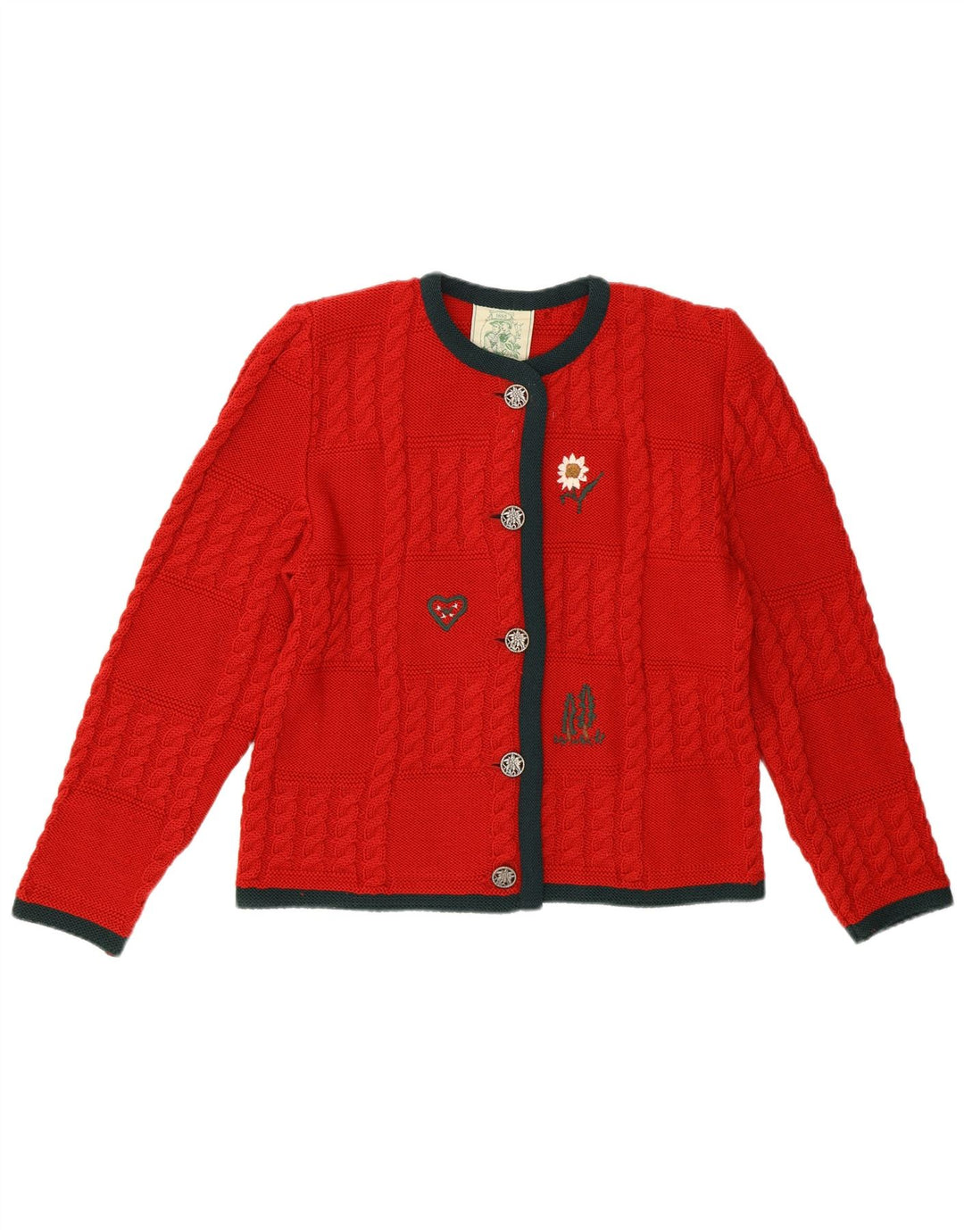 Suéter cardigã feminino VINTAGE IT 42 floral vermelho médio