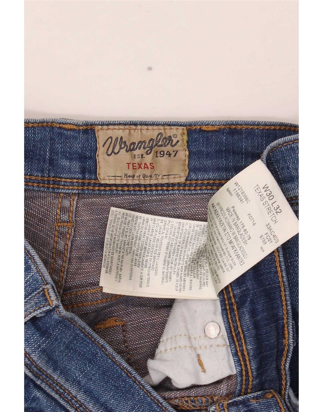 Wrangler Masculino Texas Stretch Straight Jeans W30 L32 Azul Algodão