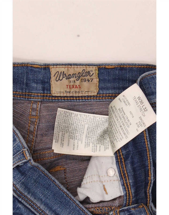 Wrangler Masculino Texas Stretch Straight Jeans W30 L32 Azul Algodão