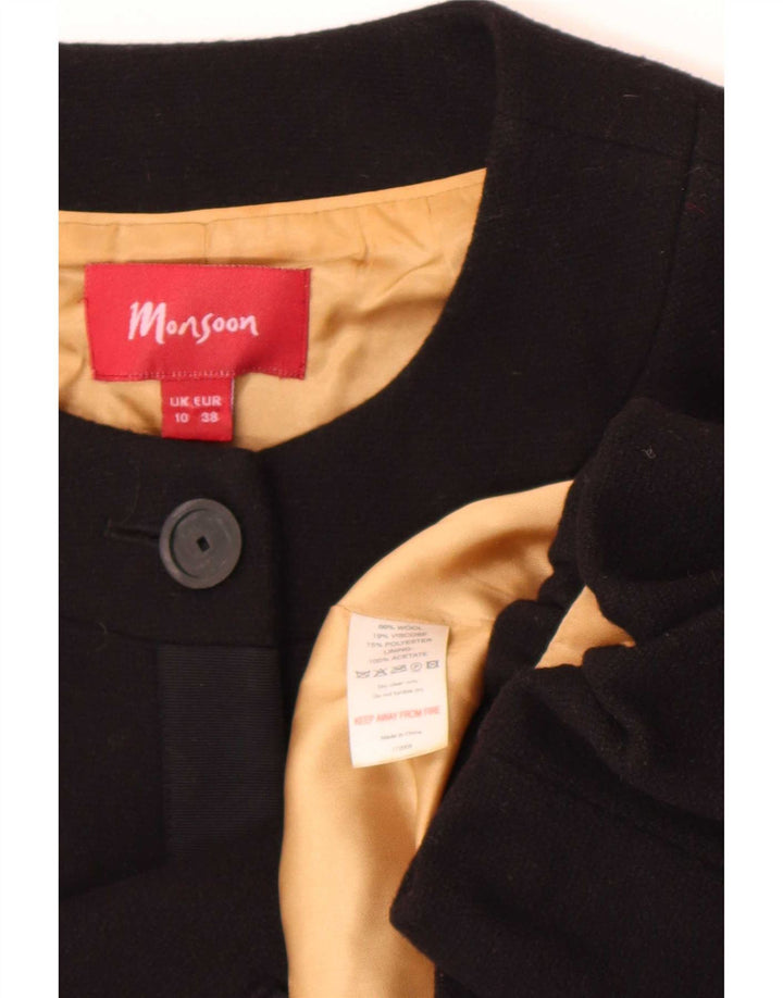 Jaqueta Bolero Feminina Monsoon Manga 3/4 Reino Unido 10 Lã Preta Pequena