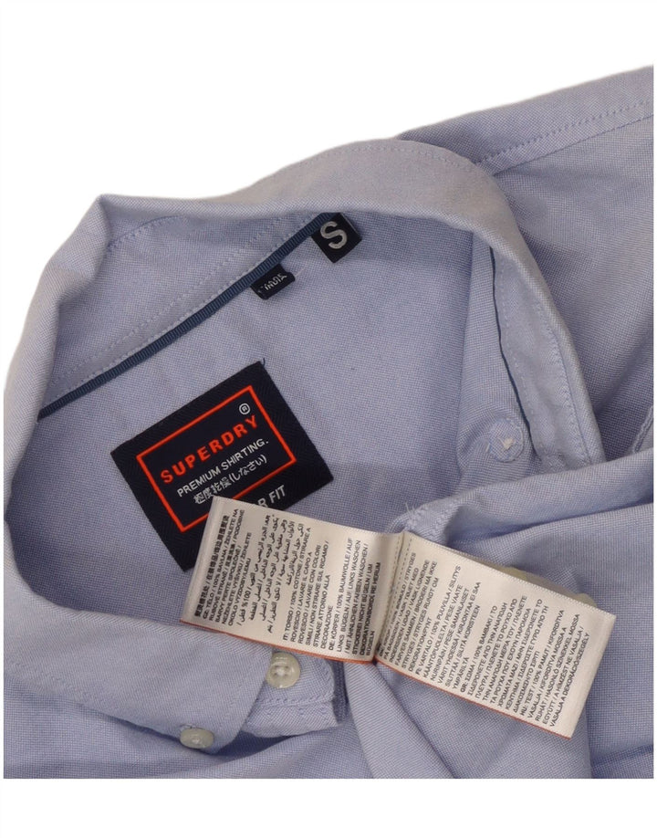 Camisa masculina Superdry manga curta regular fit pequena azul algodão