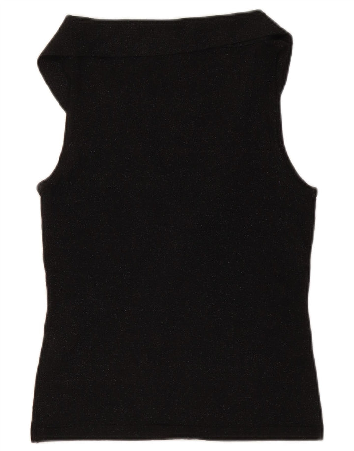 Colete feminino MASSIMO DUTTI com gravata frontal e corte frontal Reino Unido 12 médio preto manchado