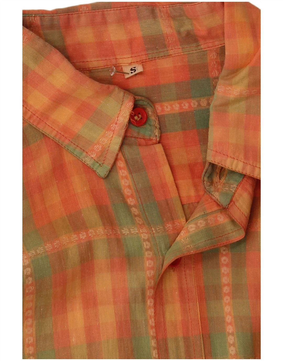 Camisa masculina vintage pequena xadrez laranja