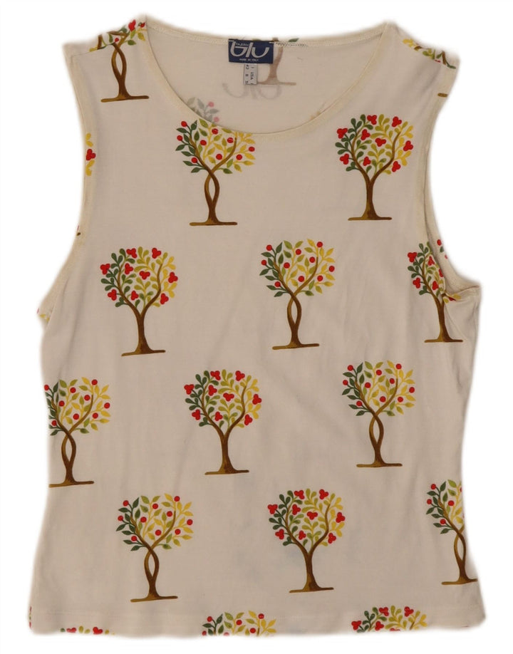 Top colete feminino Byblos com estampa gráfica UK 12 médio branco floral