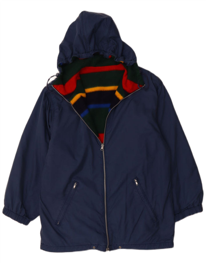 Jaqueta feminina VINTAGE reversível com capuz grande Reino Unido 12 azul marinho médio
