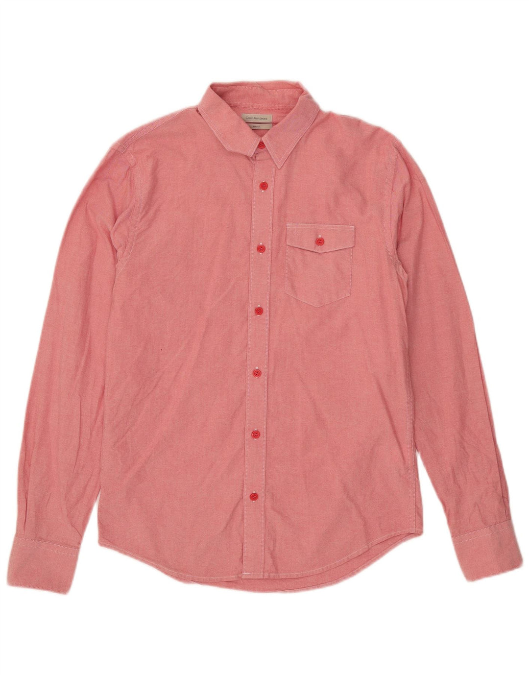 Camisa masculina Calvin Klein Jeans pequena rosa algodão