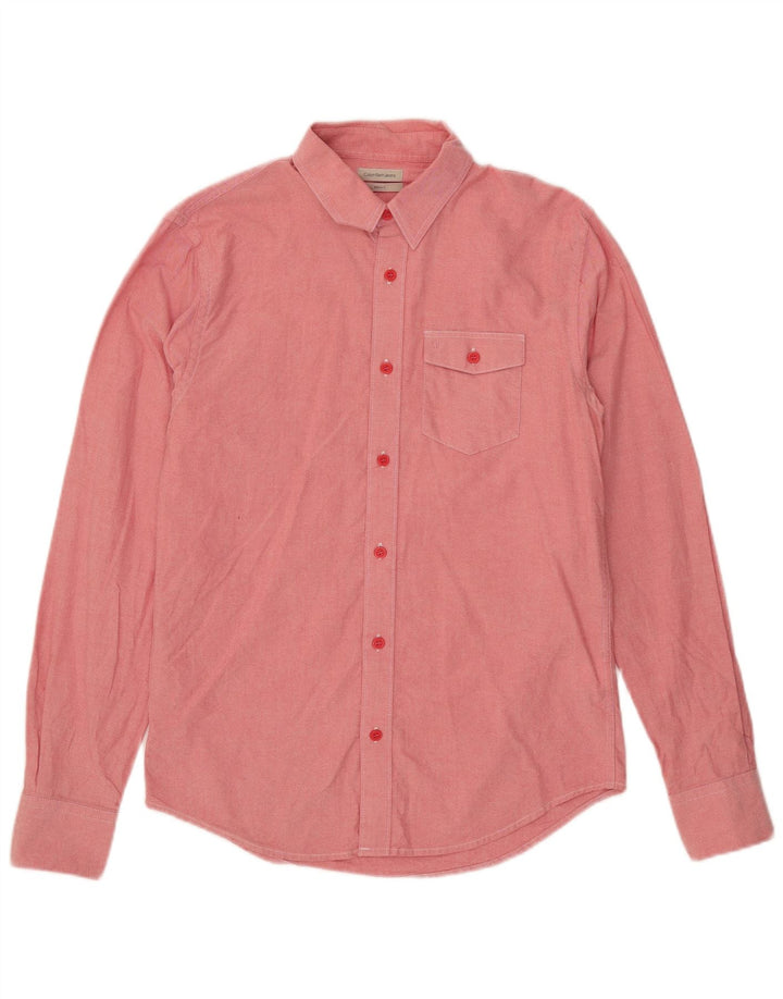 Camisa masculina Calvin Klein Jeans pequena rosa algodão