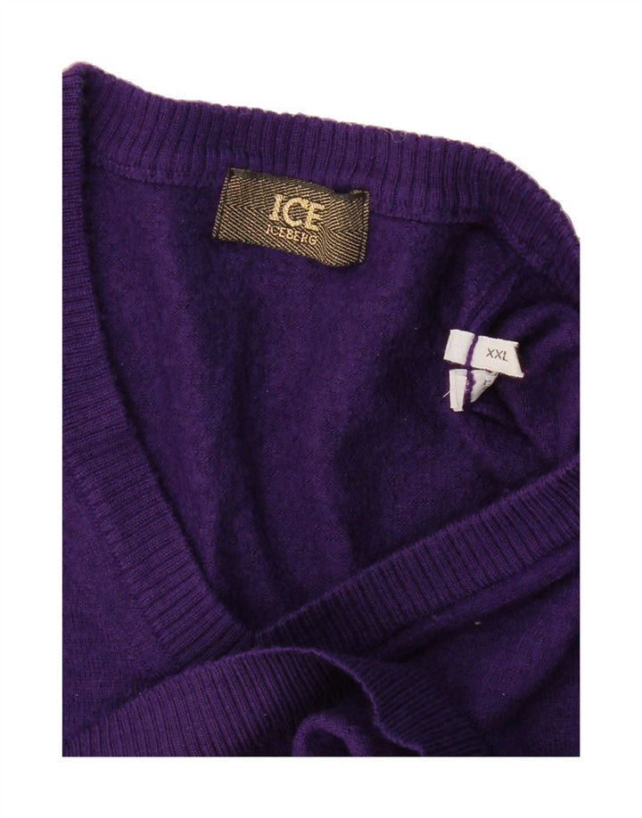 ICEBERG Womens V-Neck Jumper Sweater UK 20 2XL Purple Vintage Iceberg and Second-Hand Iceberg from Messina Hembry 