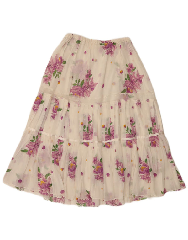Saia feminina vintage transparente em camadas W26 pequena floral branca