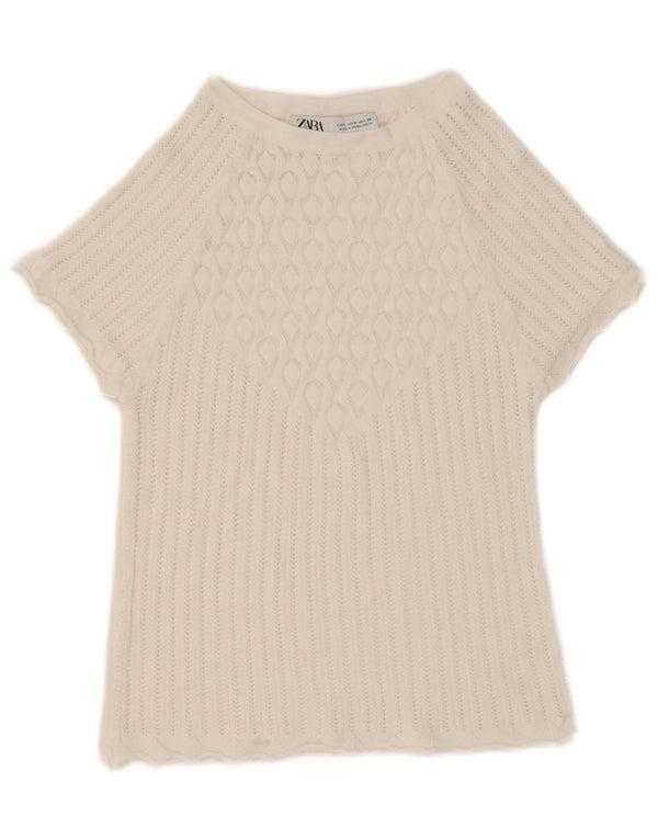 Blusa feminina Zara Top UK 8 pequena branca