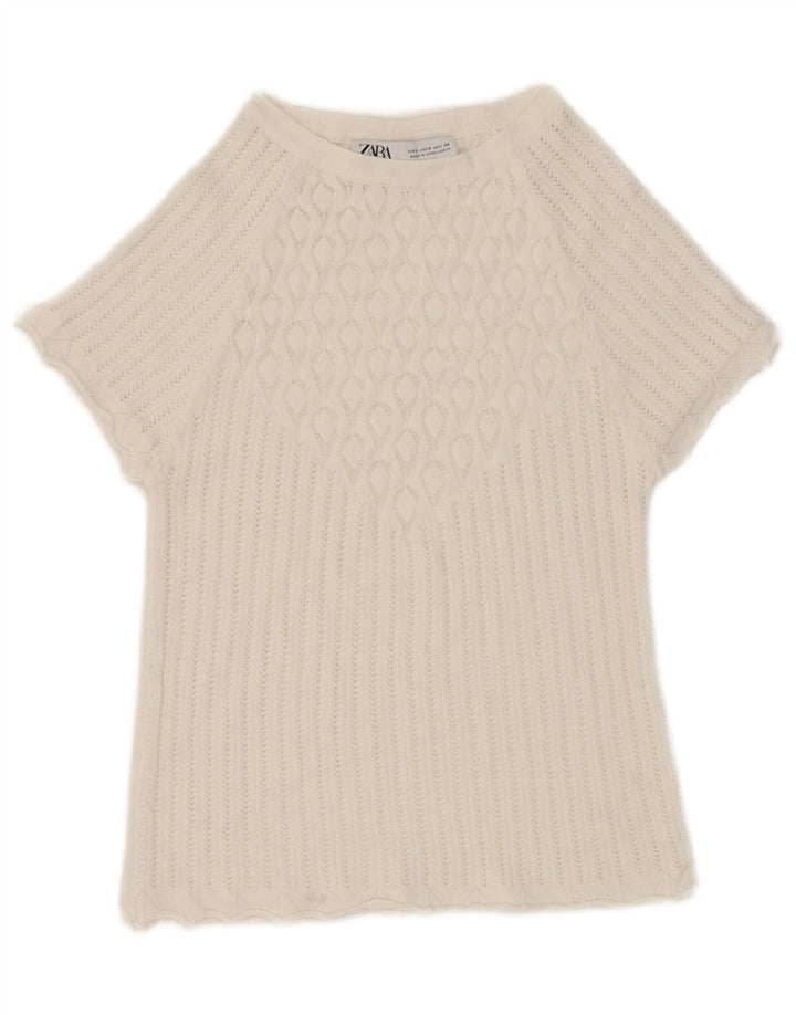 Blusa feminina Zara Top UK 8 pequena branca