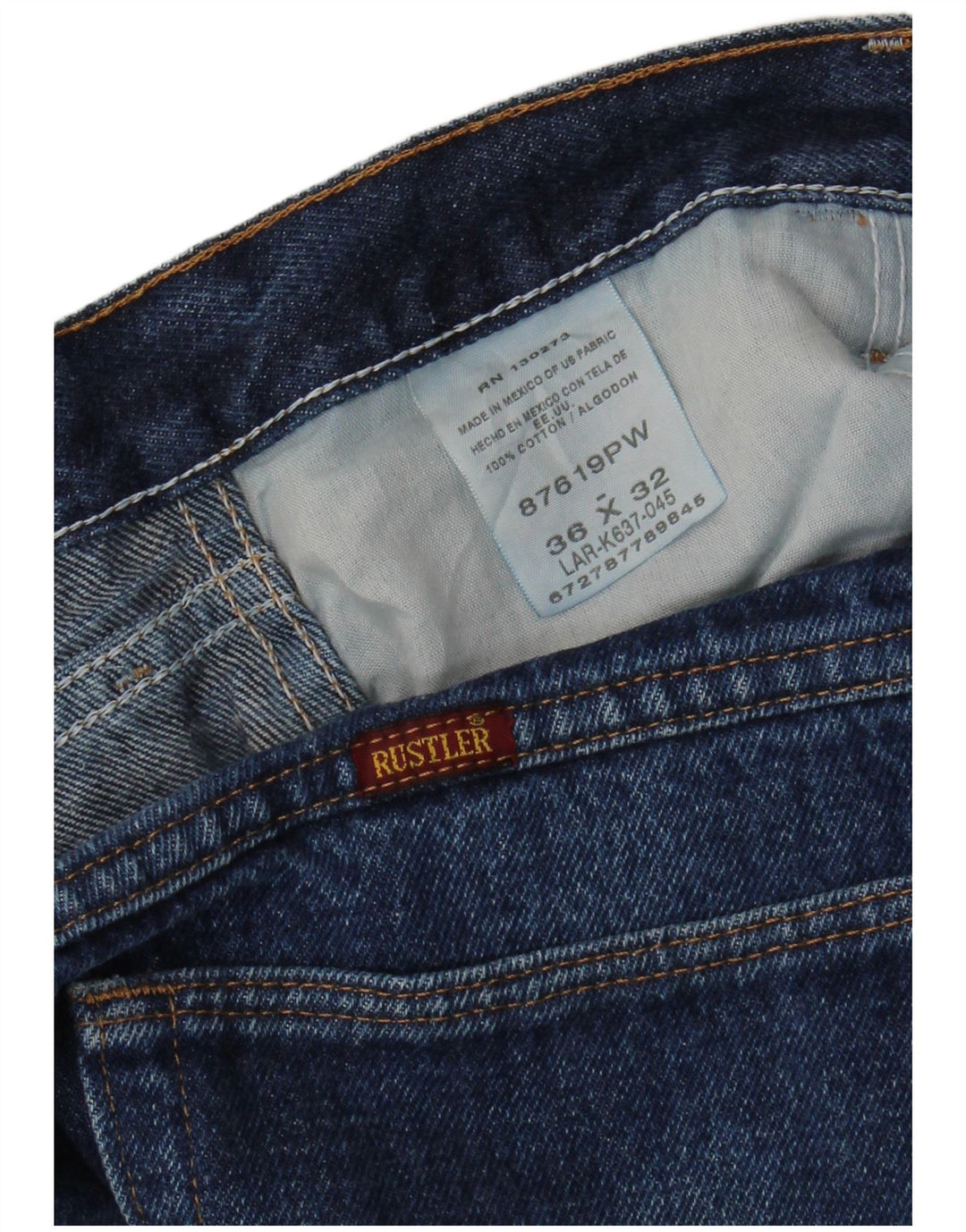 Shorts jeans masculino RUSTLER W36 grande algodão azul marinho