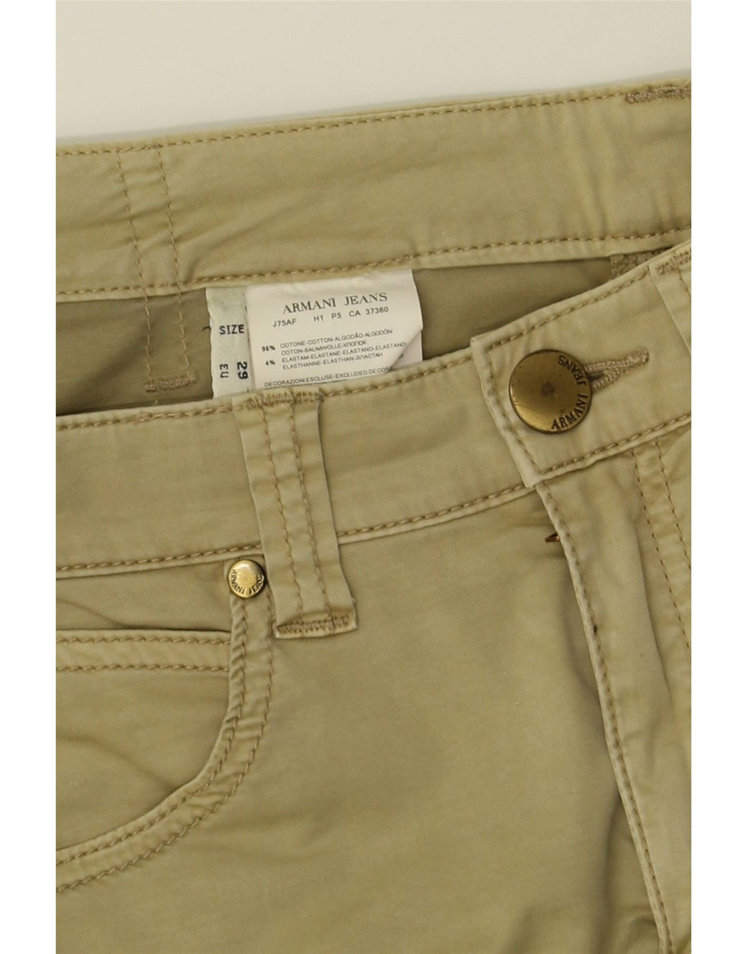 ARMANI JEANS Womens Straight Casual Trousers W29 L28 Green Cotton Vintage Armani Jeans and Second-Hand Armani Jeans from Messina Hembry 