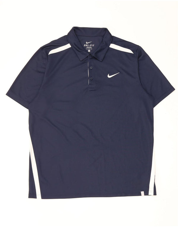 Camisa polo masculina Nike Dri Fit grande poliéster colorblock azul marinho