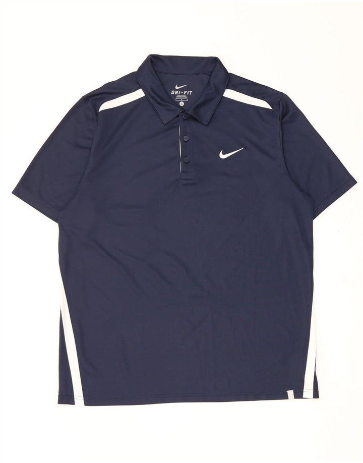Camisa polo masculina Nike Dri Fit grande poliéster colorblock azul marinho
