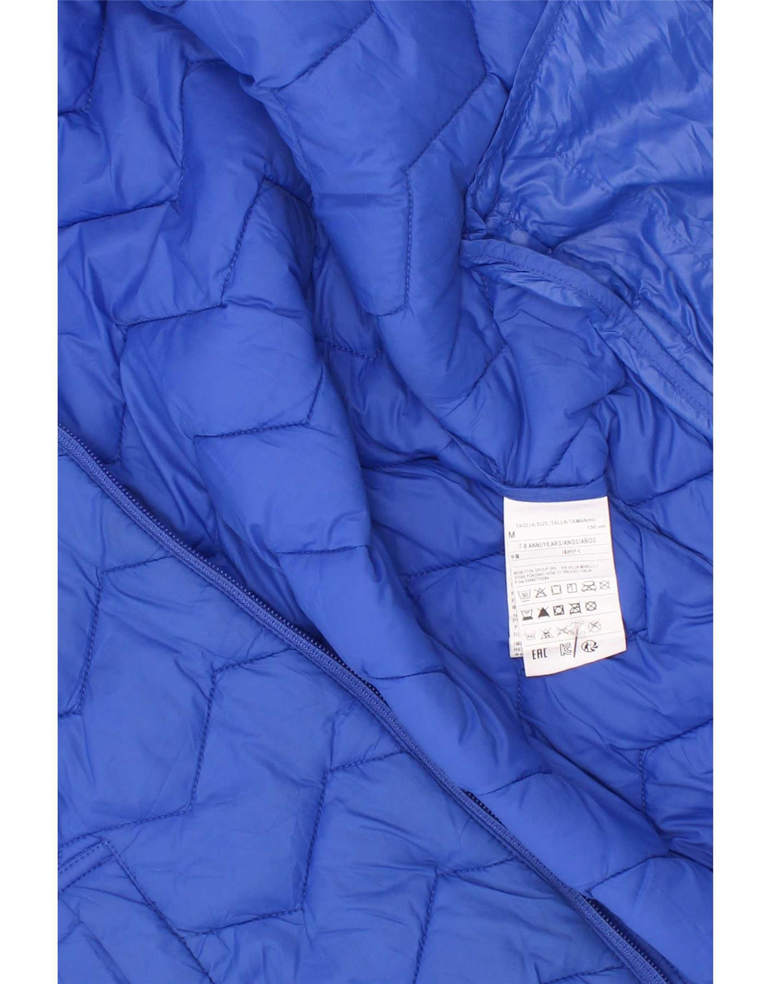 Casaco acolchoado com capuz Benetton Boys 7-8 anos azul médio poliamida