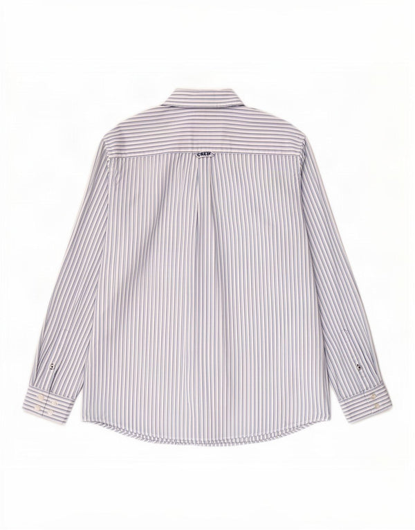 Crew Clothing Camisa masculina clássica de ajuste grande algodão listrado azul