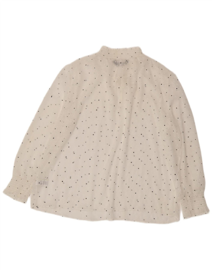 Blusa feminina de manga comprida Marks & Spencer UK 18 XL branca manchada