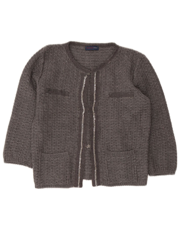 Suéter cardigã feminino Trussardi Jeans manga 3/4 Reino Unido 12 cinza médio