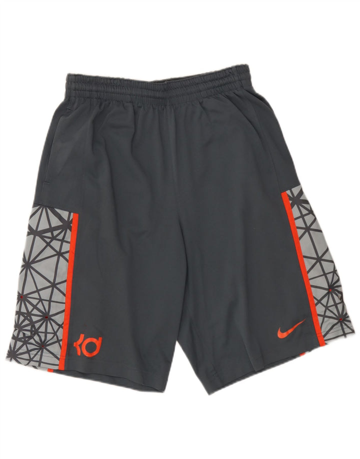 Shorts esportivos Nike masculinos Dri Fit Graphic cinza médio poliéster geométrico