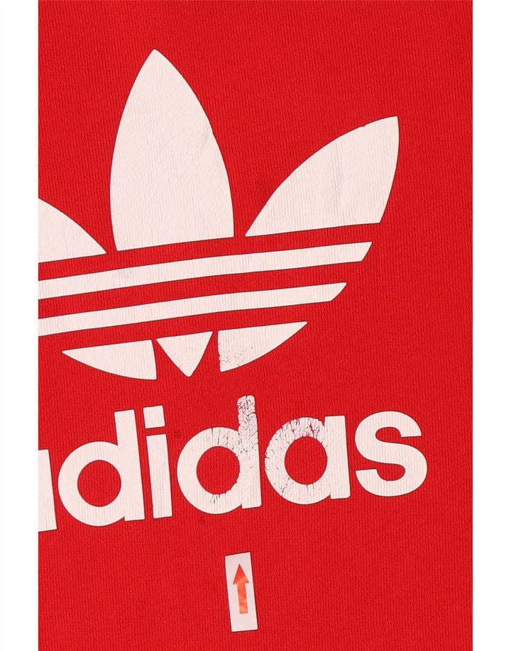 Adidas Mens Graphic Moletom Jumper Pequeno Algodão Vermelho