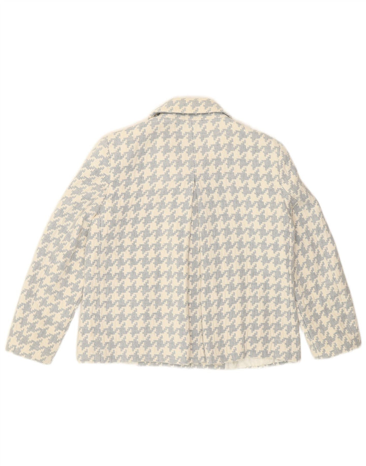 Jaqueta blazer feminina Zara com ajuste solto Reino Unido 10 pequeno algodão houndstooth branco