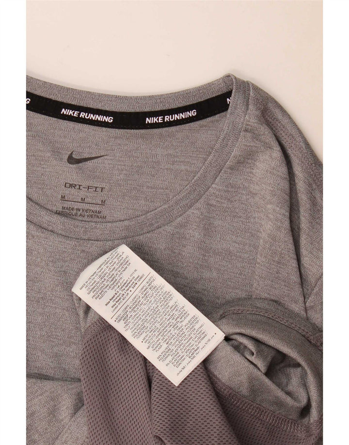 Camiseta feminina Nike Dri Fit Top UK 14 cinza médio colorblock poliéster