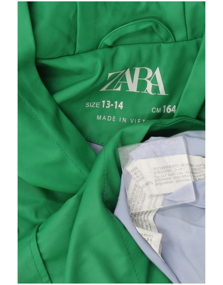Jaqueta de chuva com capuz para meninas Zara 13-14 anos polietileno verde