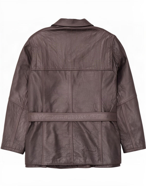 Jaqueta de couro masculina vintage IT 50 grande marrom