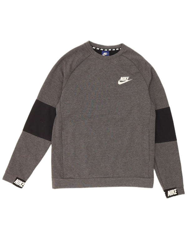 Moletom gráfico masculino Nike Jumper pequeno cinza colorblock algodão