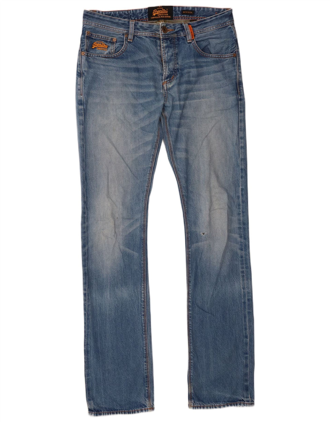 Superdry Mens Officer Slim Jeans W32 L34 Azul Algodão