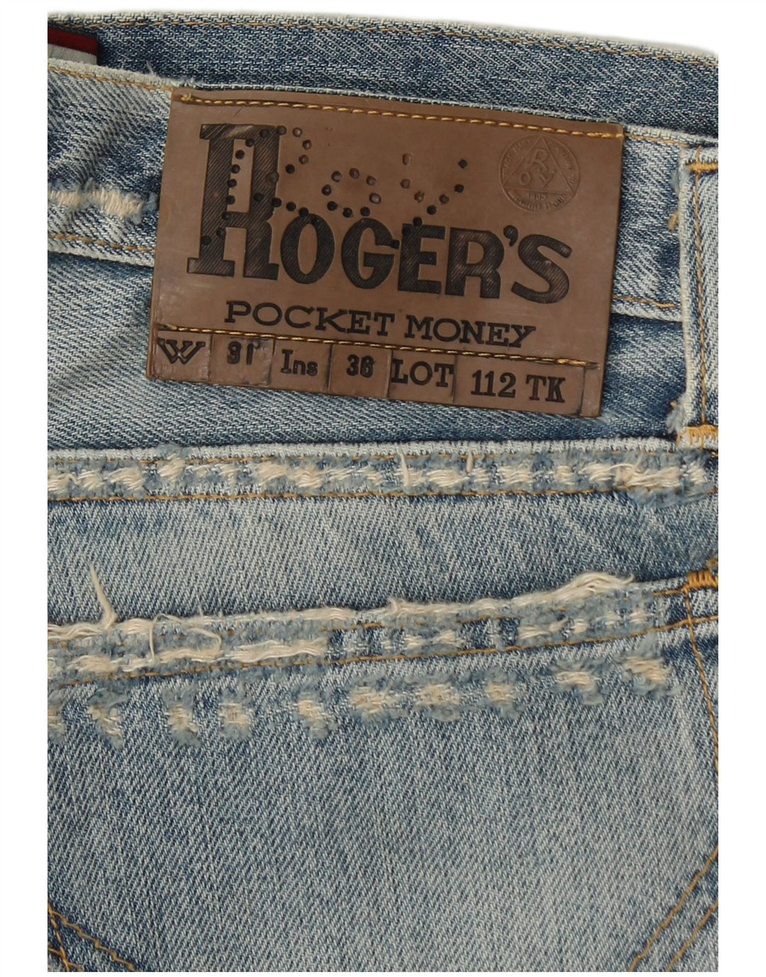 ROY ROGERS Calça jeans reta masculina desgastada W31 L36 algodão azul