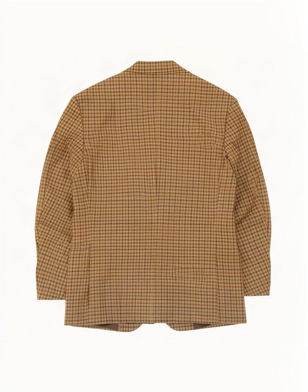 Jaqueta blazer masculina vintage com 2 botões IT 50 grande bege guingão nova lã