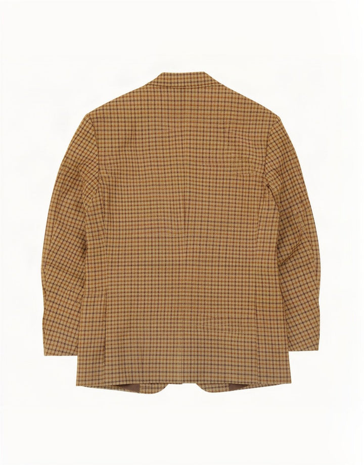 Jaqueta blazer masculina vintage com 2 botões IT 50 grande bege guingão nova lã