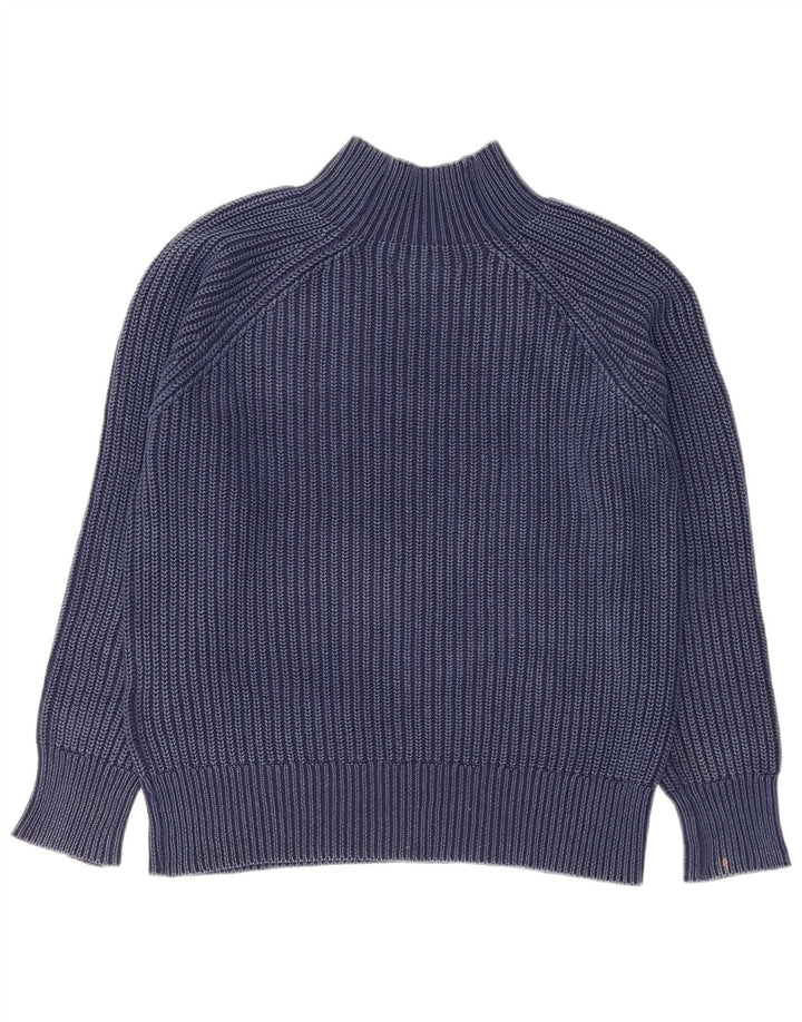 Suéter feminino Replay com gola tartaruga Reino Unido 14 algodão azul marinho médio