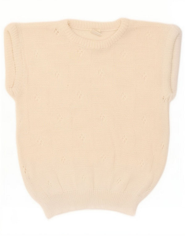 Creazioni Womens Vest Tank Top UK 14 Médio Off White Cotton