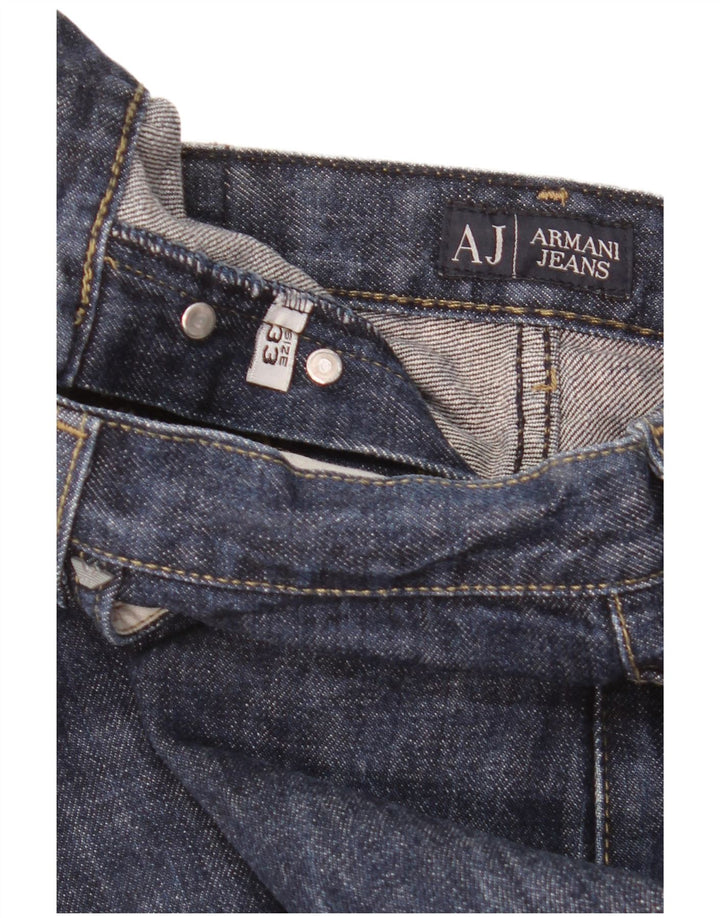 Calça jeans reta masculina Armani W33 L36 azul marinho manchado