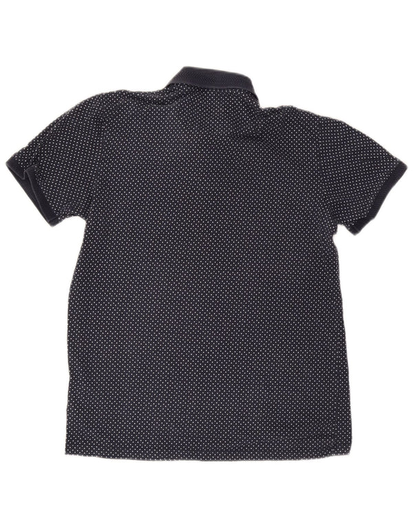 Camisa polo masculina Ted Baker tamanho 3 médio algodão manchado azul marinho