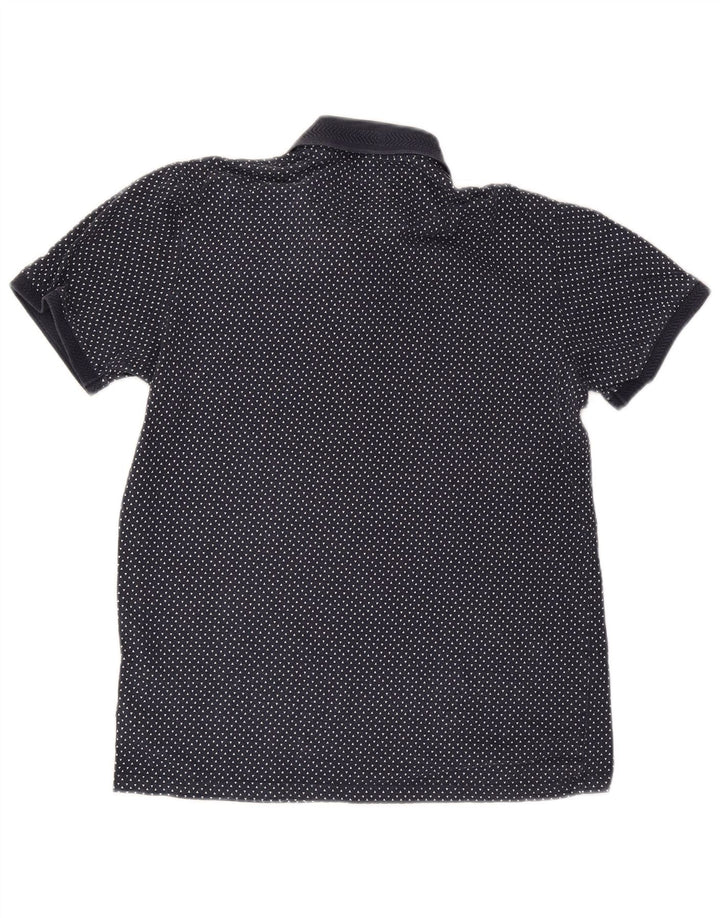 Camisa polo masculina Ted Baker tamanho 3 médio algodão manchado azul marinho