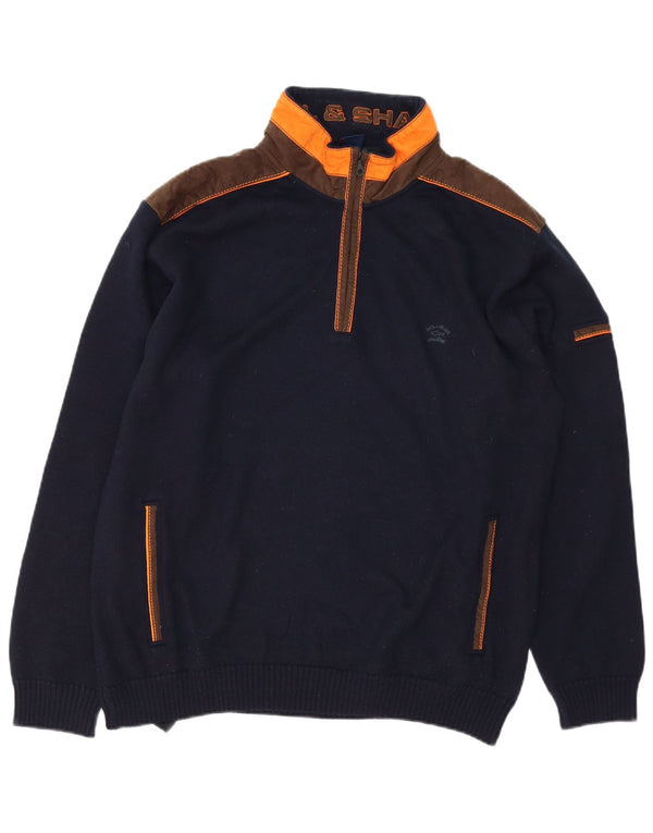 Suéter masculino Paul & Shark Yachting com zíper e gola 2XL azul marinho