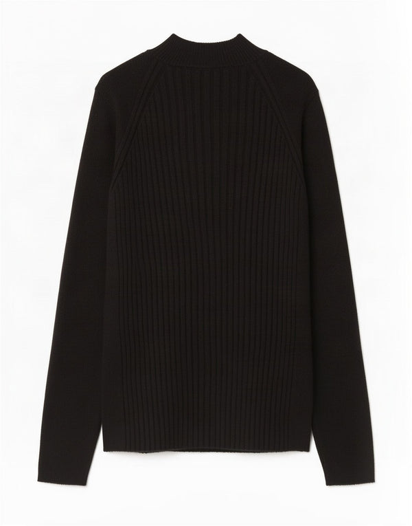 Top feminino Zara de manga comprida UK 12 viscose preta média
