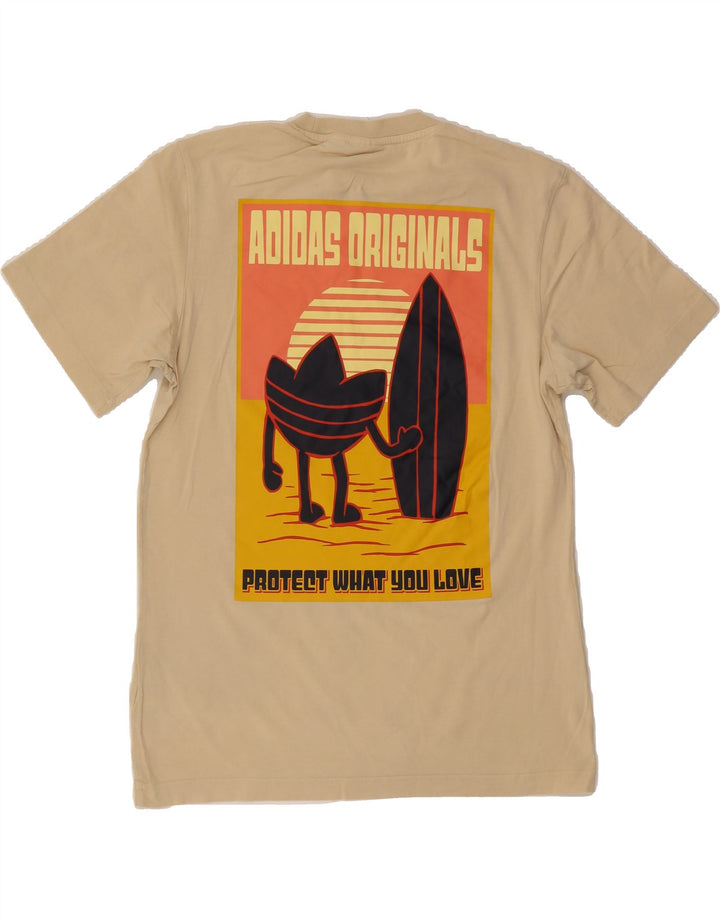 ADIDAS Mens Graphic T-Shirt Top XS Beige Cotton Vintage Adidas and Second-Hand Adidas from Messina Hembry 