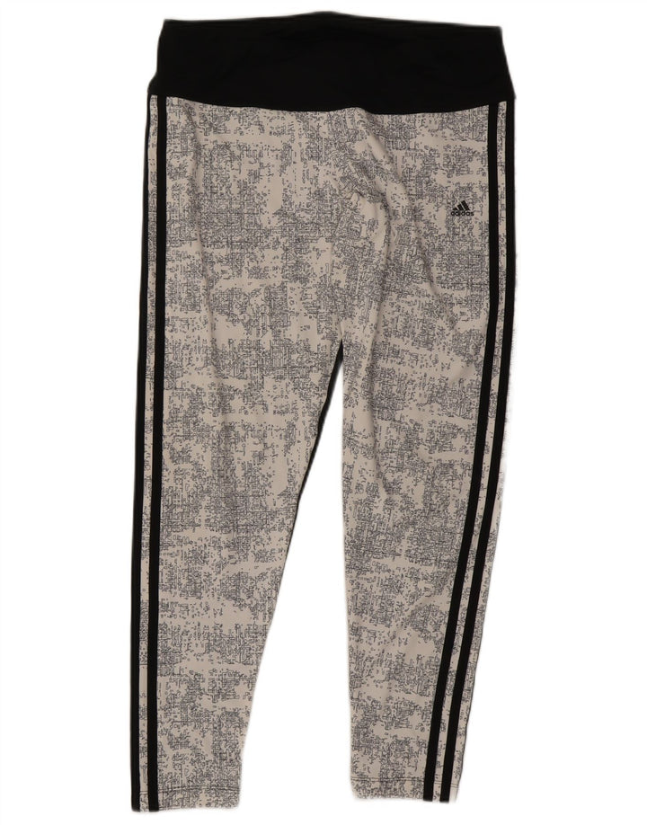Adidas Womens Climalite Leggings UK 14 Grande Preto Colorblock Poliéster