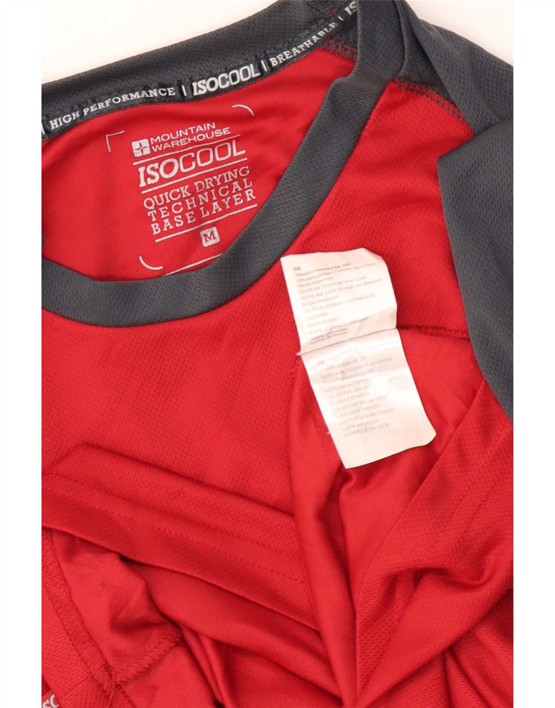 Mountain Warehouse Mens IsoCool Top Manga Longa Médio Vermelho Colourblock