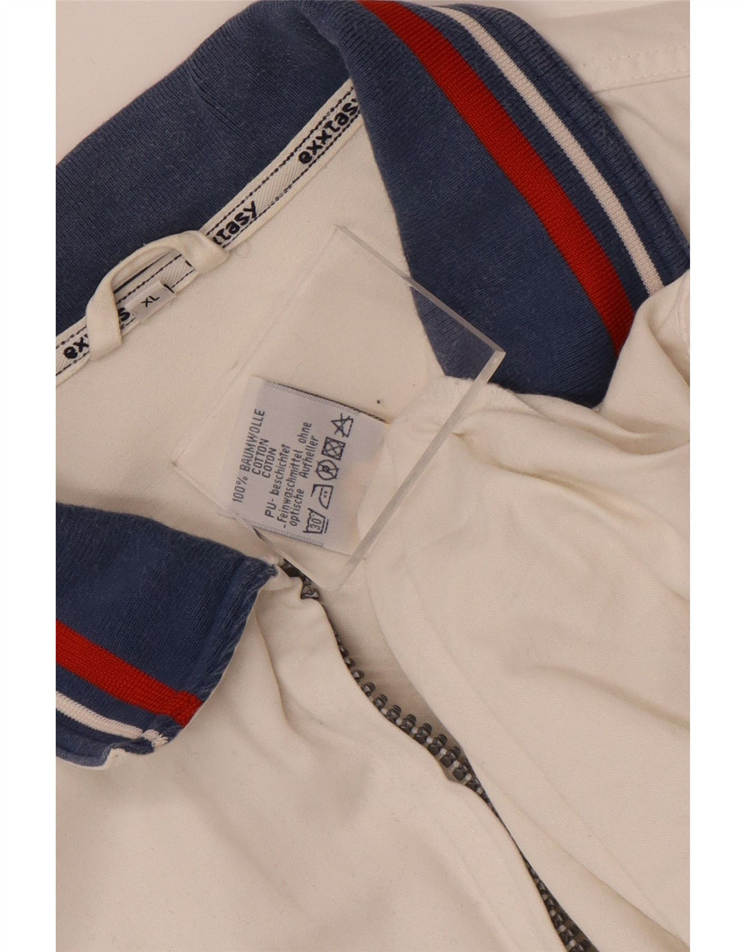 Jaqueta superior de agasalho masculino vintage XL algodão colorblock branco