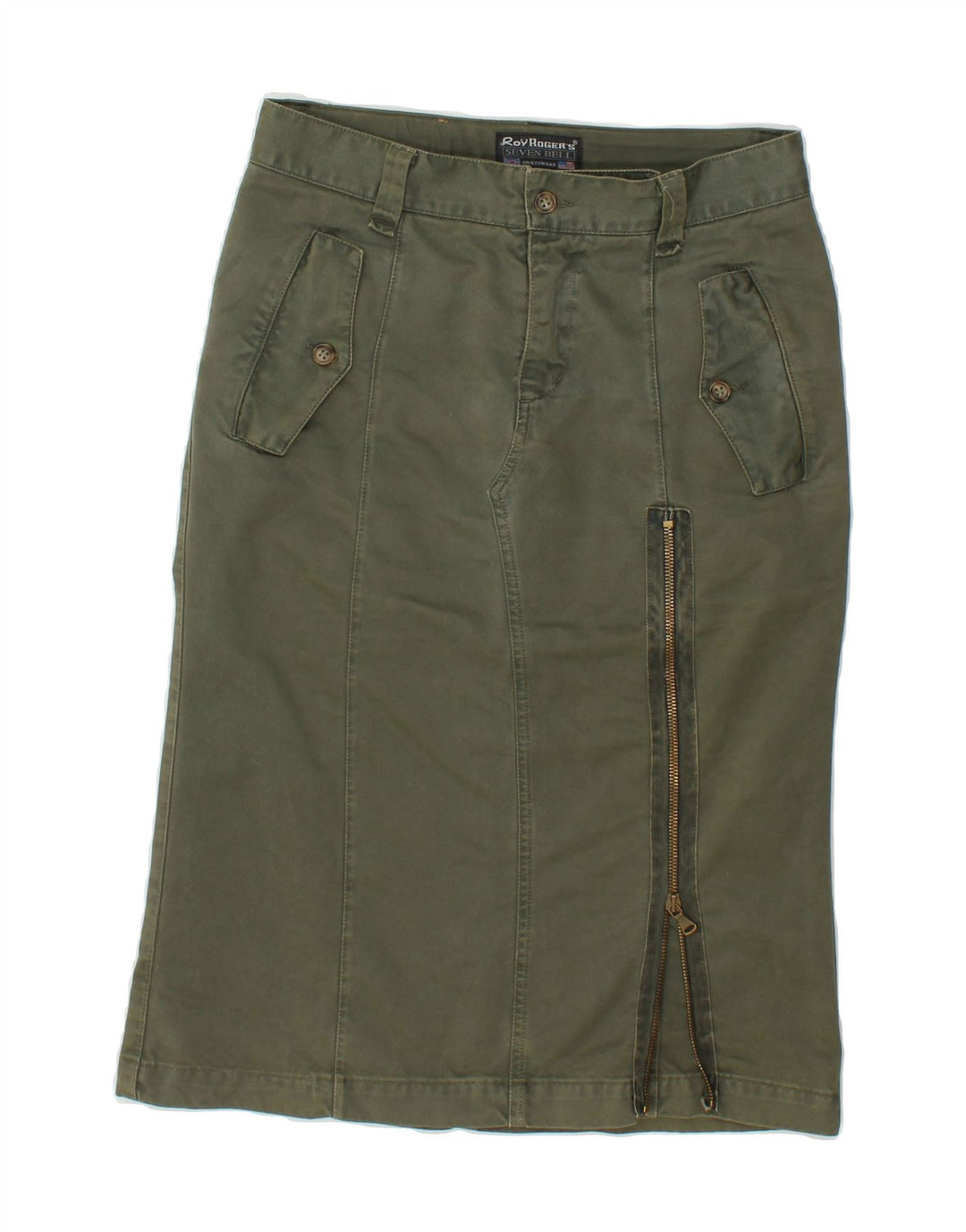 ROY ROGERS Womens Straight Skirt W27 Medium Green Cotton Vintage Roy Rogers and Second-Hand Roy Rogers from Messina Hembry 