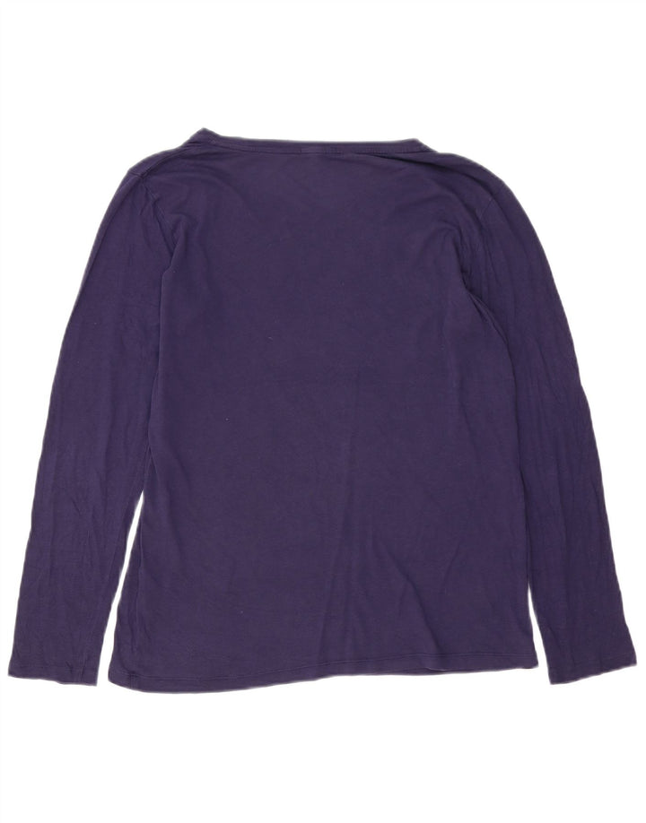 Top feminino JIGSAW de manga comprida UK 14 médio azul marinho modal