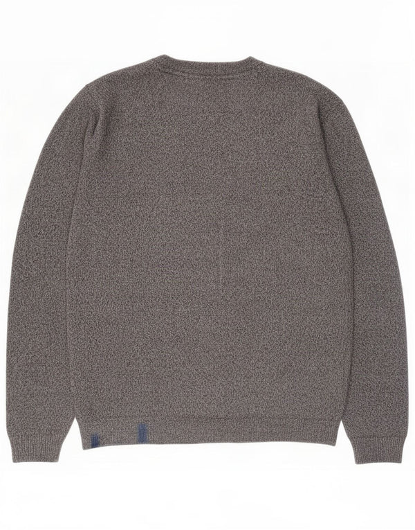 Suéter masculino Jack & Jones com gola redonda e algodão manchado cinza médio